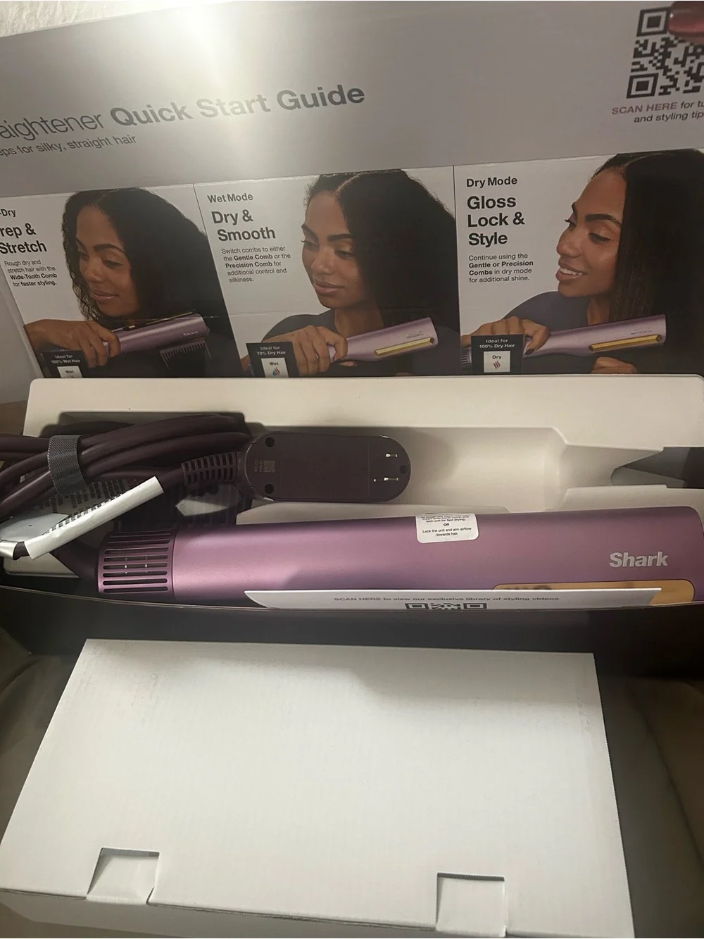 Purple Ceramic Hair Straightener with Interchangeable Combs -
